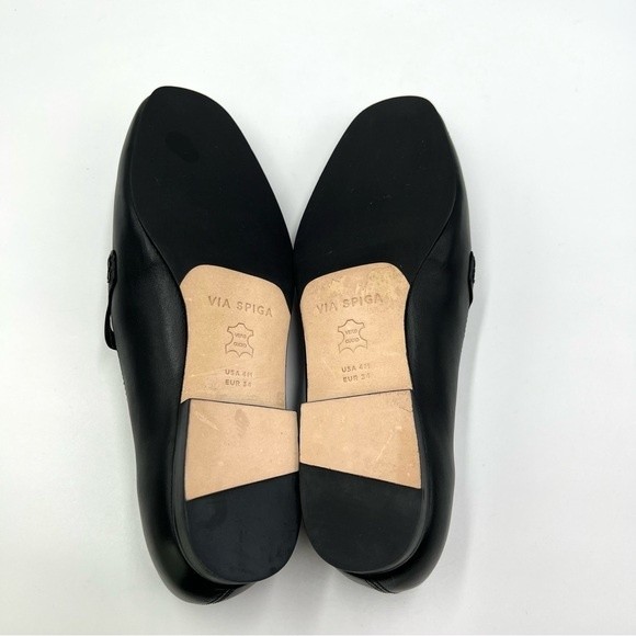 VIA SPIGA Womens Size 34 4 Tigen Black Leather Classic Minimalist Loafers Flats - Picture 10 of 15